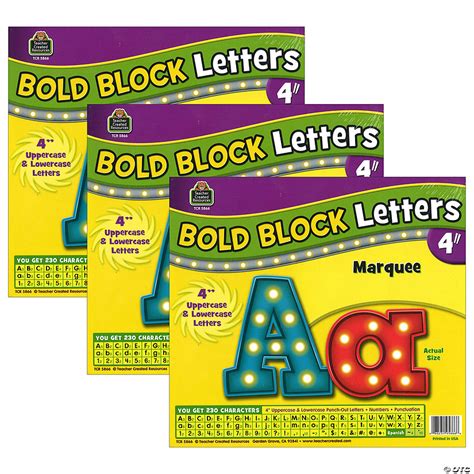 Teacher Created Resources Marquee Bold Block 4 Letters Combo Pack 230