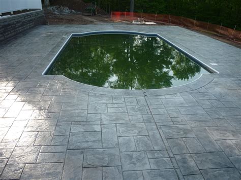 Stamped Concrete Pool Surround Concrete Pool Pool Patio Outdoor Living Space Design