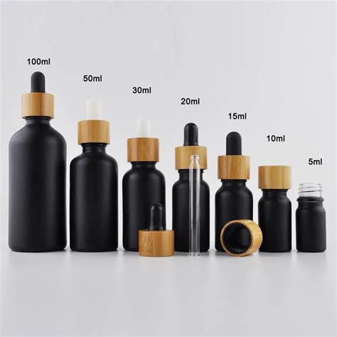 5ml 10ml 20ml 30ml 50ml Matte Frosted Black Glass Dropper Essential Oil