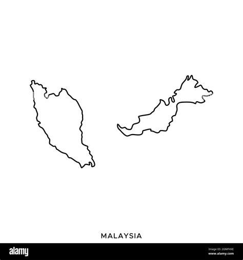 Line Map Of Malaysia Vector Stock Illustration Design Template