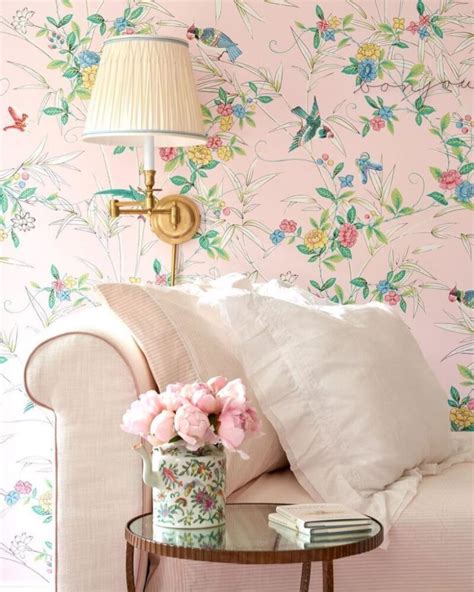 Amy Berry Pink Gracie Wallpaper Handpainted Chinoiserie