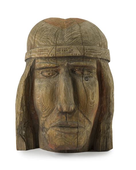 Lot A Carved Wooden American Indian Bust