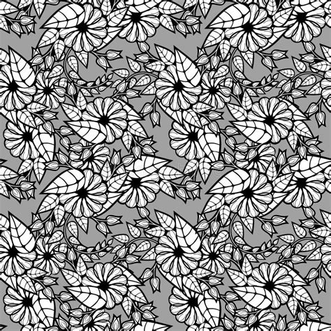 Black And White Seamless Floral Pattern Raster Clip Art Stock