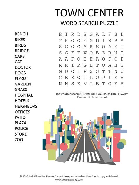 Town Center Word Search Puzzle Puzzles To Play