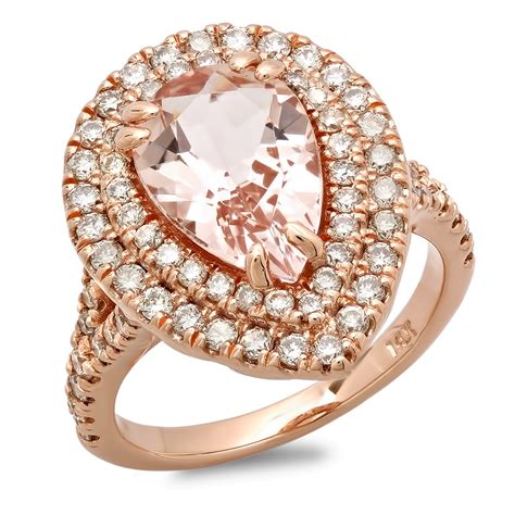 255 Carat Morganite Pear Engagement Ring Rose Gold Marctarian