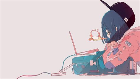 Wallpaper Manga Anime Girls Simple Background Minimalism Laptop Brunette X