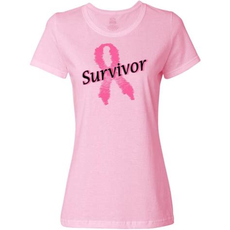 Breast Cancer Survivor Pink Ribbon Womens T Shirt By