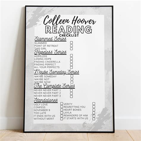 Colleen Hoover Digital A4 Author Reading Checklist Printable Etsy Canada