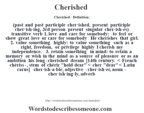 Cherished Definition Cherished Meaning Words To Describe Someone