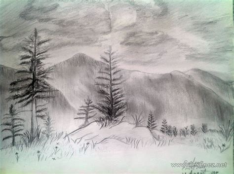 De data asta am ales sa desenez un peisaj de iarna iar ca instrument de lucru; Desen - Peisaj montan