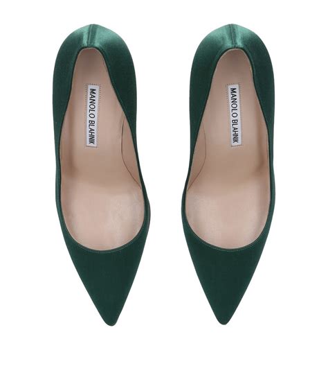 Womens Manolo Blahnik Green Satin Bb Pumps 90 Harrods Uk