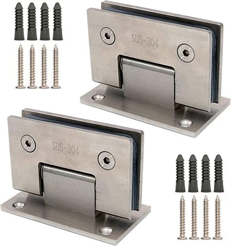 Set Of 2 Nuzamas Frameless Glass Door Hinges Brackets To Wall Shower Door Hinge Wall Mounted