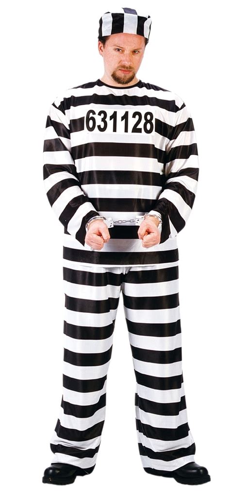 Jailbird Striped Prisoner Jumpsuit Costume The Costume Shoppe