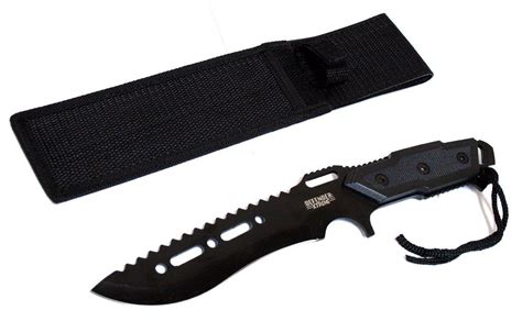 Full Tang 12 Black Sharp Blade Combat Ready Hunting Knife With Sheath