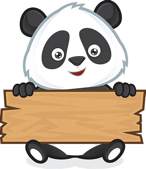 Royalty Free Cute Panda Holding Blank Sign Clip Art Vector Images