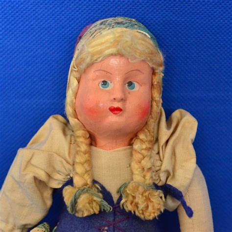 Vintage Polish Cloth Folk Doll Painted Mask Face Doll Etsy