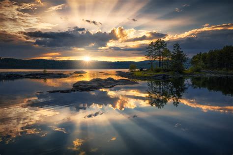 sunset, Reflection, Water, Norway, Sun Wallpapers HD / Desktop and ...