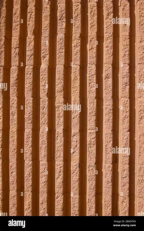 Exterior Brownstone Wall Texture Background With Vertical Stripe Molded