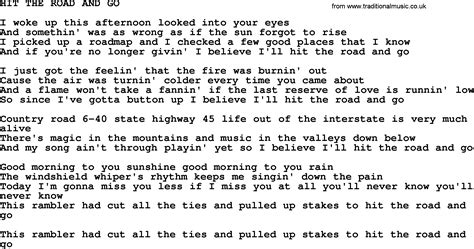 Johnny Cash Song Hit The Road And Go Lyrics