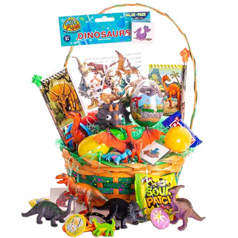 Dinosaur Toy Treat Filled Kids 48 Piece Medium Easter Basket T Set