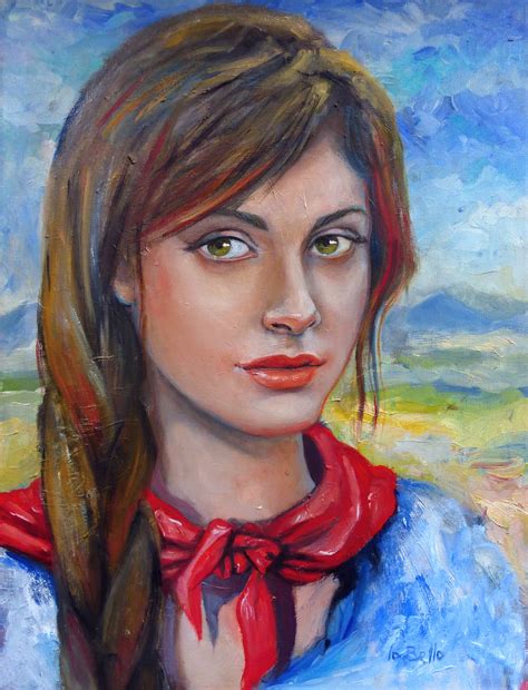 Red Scarf Oil On Canvas 30x40 Cm