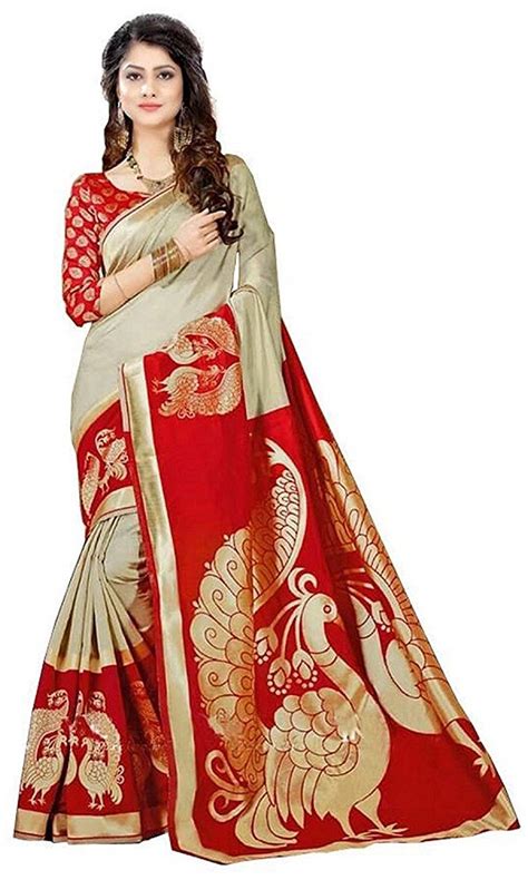 Buy Women S Bhagalpuri Art Silk Saree Free Size Rmm Nilkanth Red