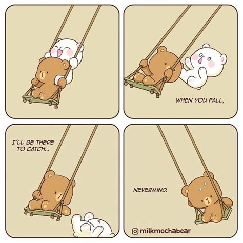 A Teddy Bear Swinging On A Swing With Other Bears In The Background And Caption That Reads I Ll