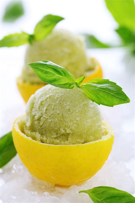 Zitronen -Basilikum- Sorbet