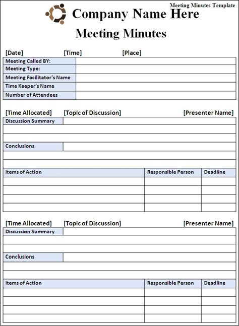 The minutes of an annual meeting or a convention should be taken by the secretary with the help of the minutes approval committee members. 7 Free Meeting Minutes Templates - Excel PDF Formats