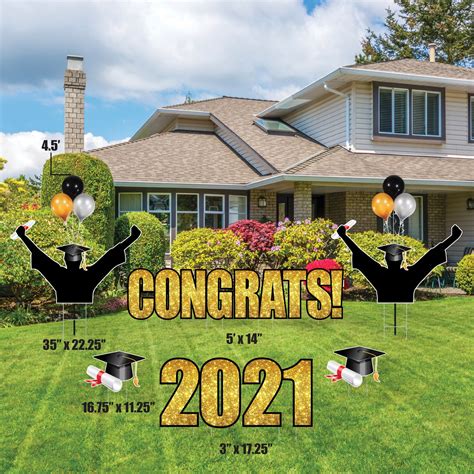 Graduation Yard Signs W Permanent Balloons Congrats 2021 Etsy