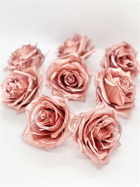 3 Metallic Rose Gold Rose Gold Flower Metallic Flower Etsy Uk