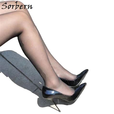 Sorbern Sexy Slip On Female Shoes Pump Stilettos Metal Heeled Fetish Autumn Pumps High Heels