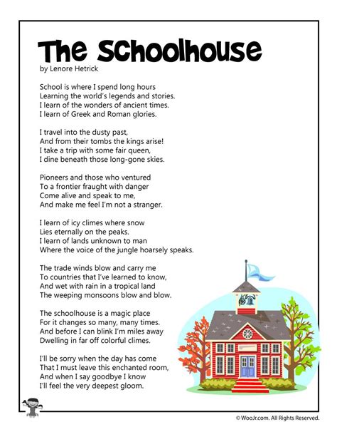 The Schoolhouse Poetry For Children Woo Jr Kids Activities English