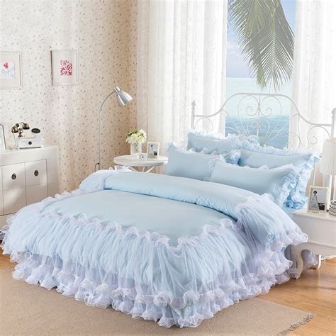 Jaju baby hand made babynest blue star luxury orthopedic baby nest and 5 piece bedding set baby bed crib bedding set. Sophisticated Elegant Light Blue Ruffle Lace and Waterfall ...