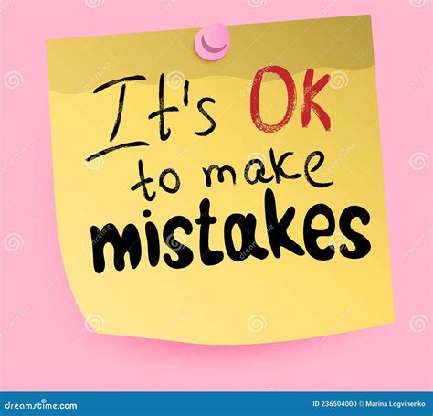 It S Ok To Make Mistakes Hand Drawn Quote On Paper Note Stock Vector Illustration Of Banner