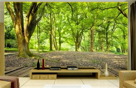 Custom 3d Photo Wall Mural Landscape Green Forest Tv Backdrop 3d Nature