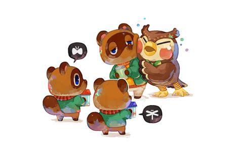 Tom Nook Tommy Timmy And Blathers Animal Crossing Drawn By