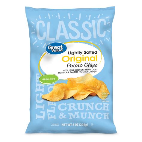 Great Value Lightly Salted Original Flavor Potato Chips 8 Oz Walmart