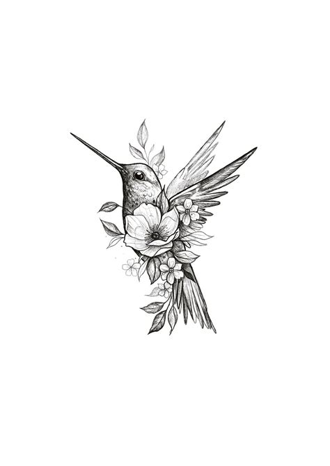 Hummingbird With Flowers Tattoos Birds Tattoo Elegant Tattoos