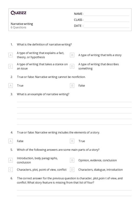 50 Narrative Writing Worksheets For 1st Grade On Quizizz Free