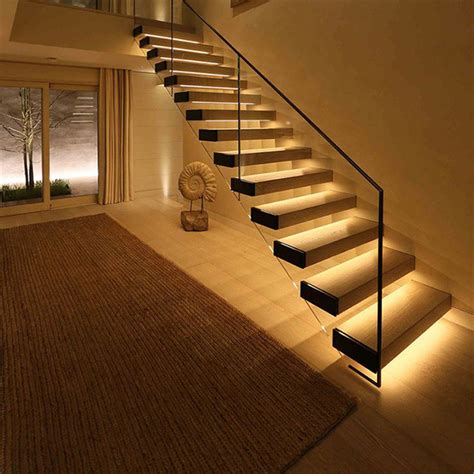 Indoor Straight Stairs Tempered Glass Handrail Solid Wood Floating