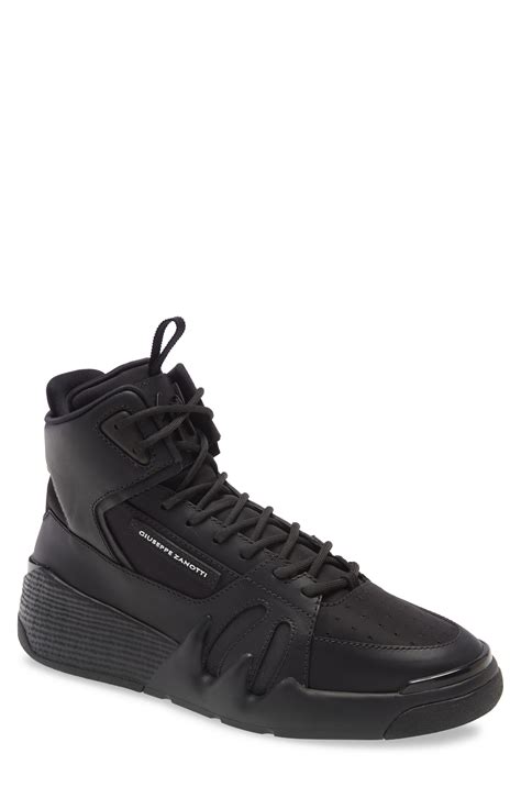 Giuseppe Zanotti Leather Talon High Top Sneaker In Nero Black For Men