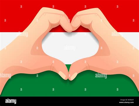 Hungary Flag And Hand Heart Shape Patriotic Background National Flag