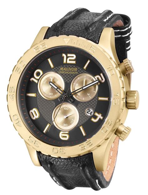 Magnum Ma33504u Mens Watch Chronograph Black Leather Integrated Band