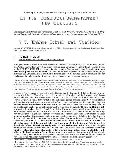 § 7 heilige schrift und tradition theologie skripten