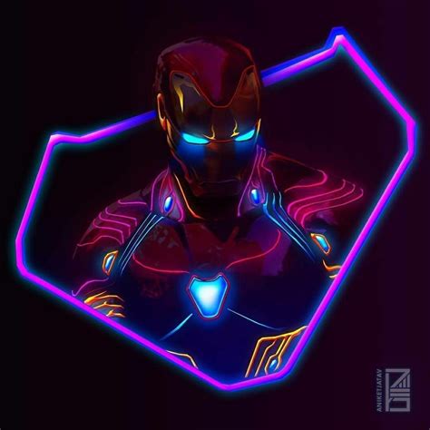 Ironmanmarvel Neon Potraits Painting Iron Man Wallpaper Marvel