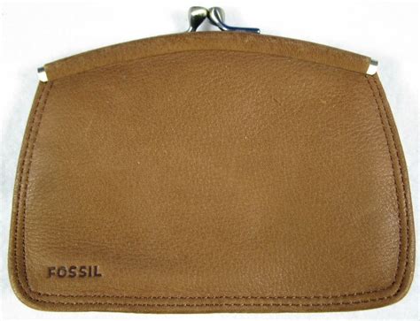 Fossil Kiss Lock Brown Pebble Leather Coincard Purse Wallets For