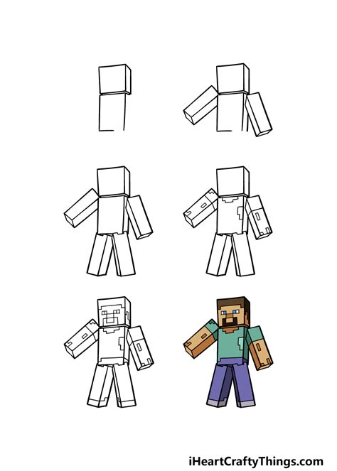 How To Draw Steve With A Pickaxe From Minecraft With Easy Step By Step