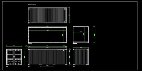 20ft Container Drawing With Dimensions In Autocad Cad Library