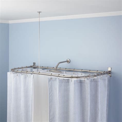 One 36 ceiling brace with clamp and flange. Corner Shower Curtain Rod - Bathroom